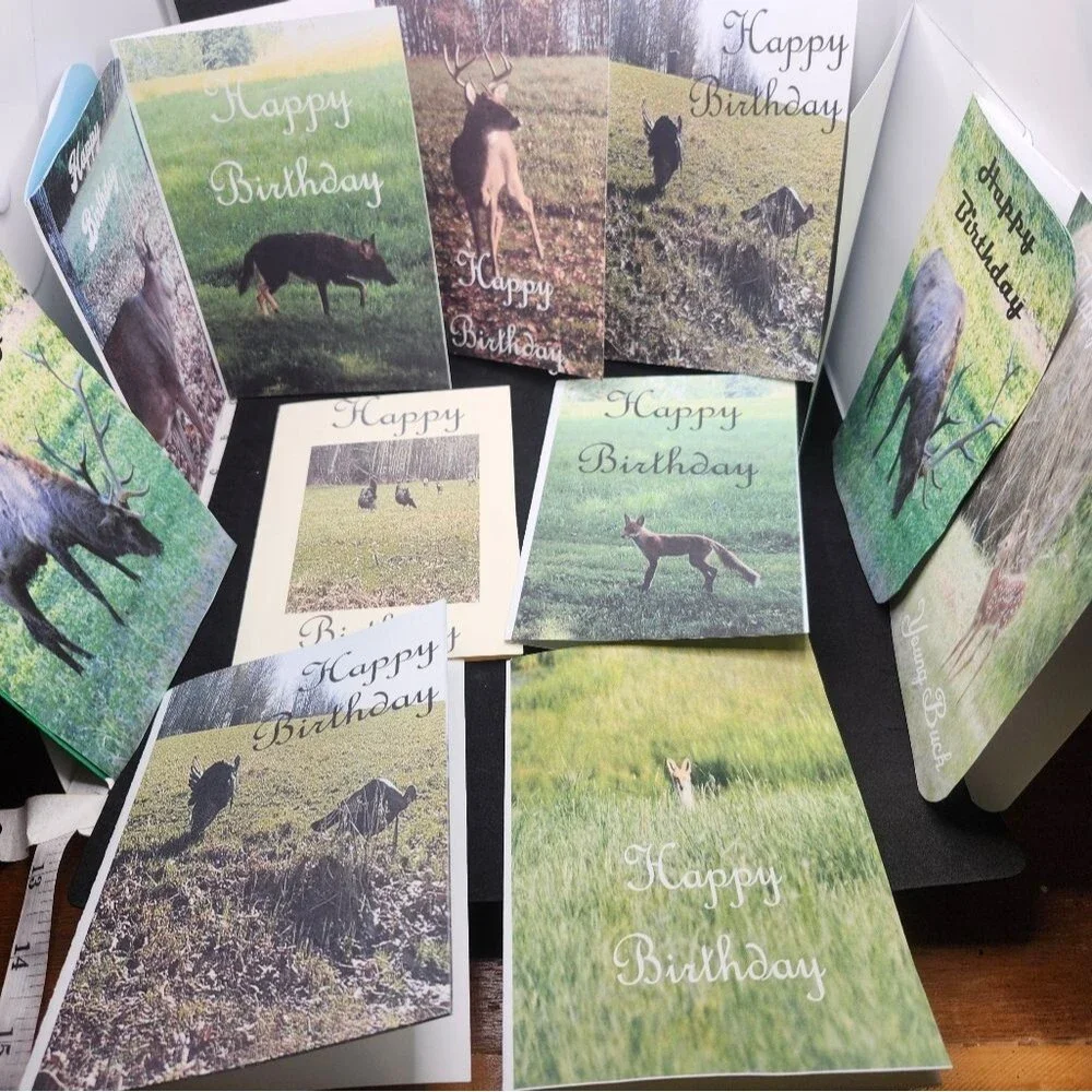 Hand Crafted Nature-Themed Birthday Cards Set Of 12